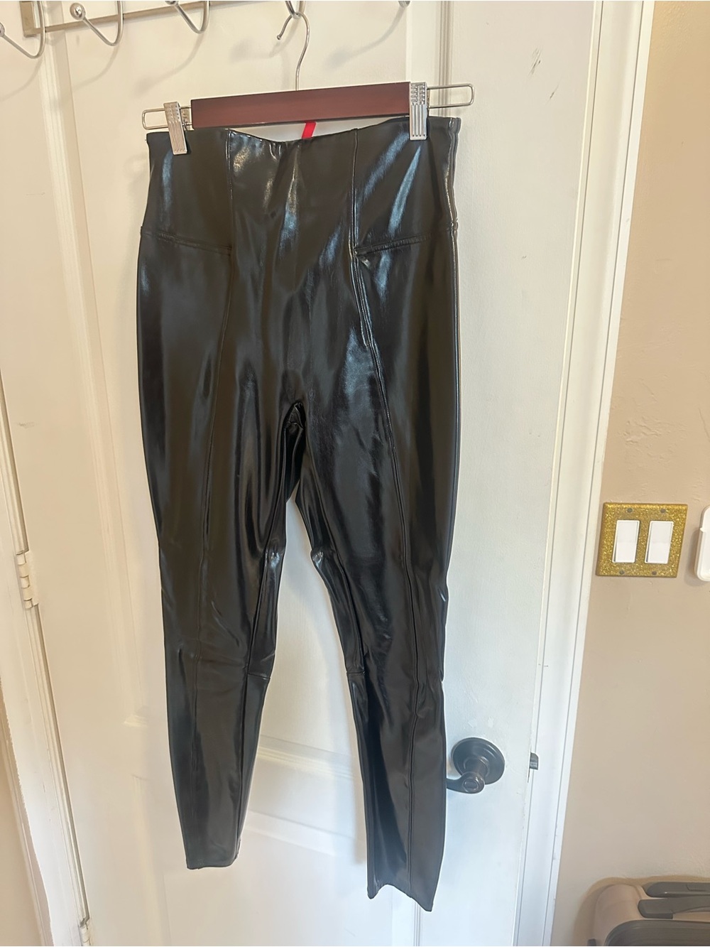 SPANX Shiny Black Faux Leather High-Waist Leggings